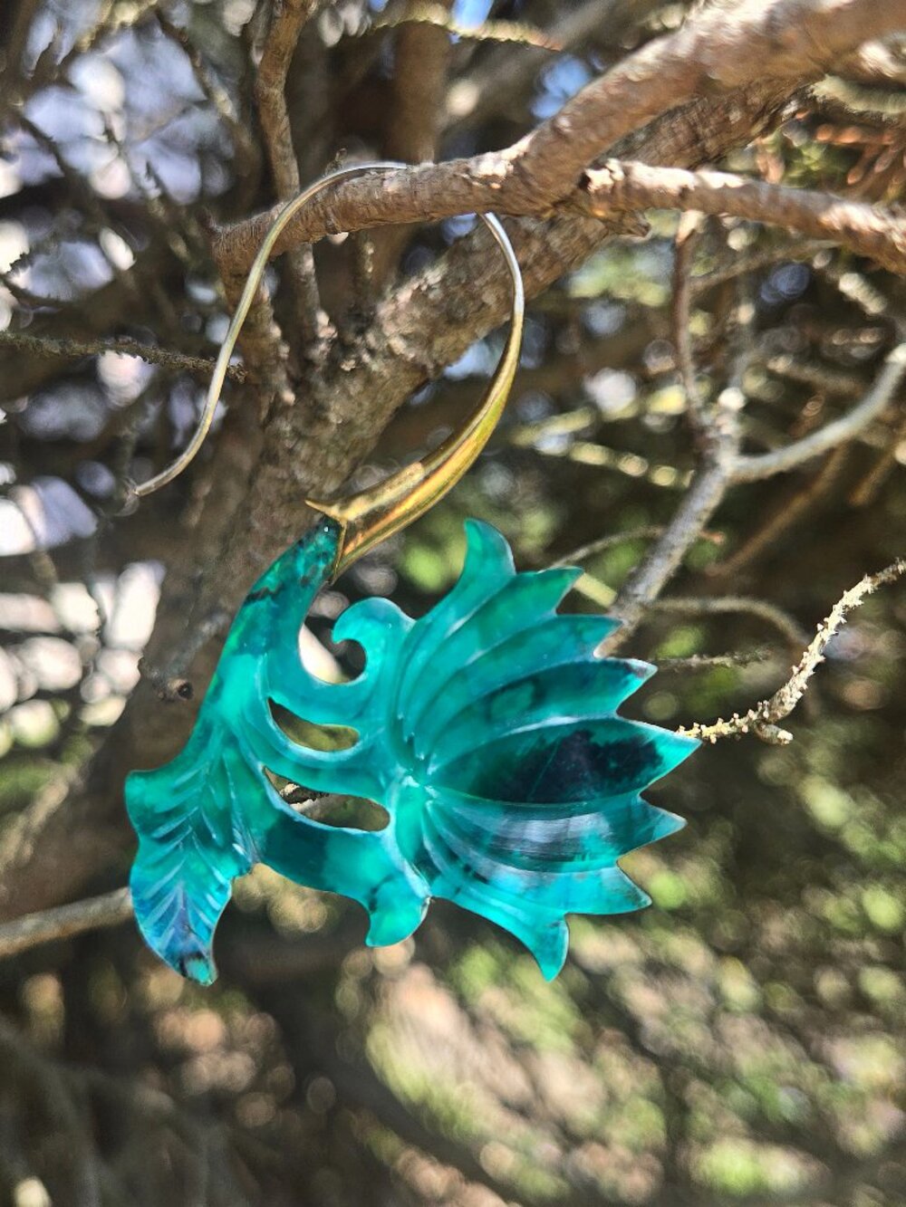 Abalone sea shell lotus flower earrings - Picture 4 of 15